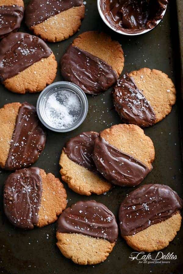 Bake Salted Chocolate Dipped Peanut Butter Cookies Fast